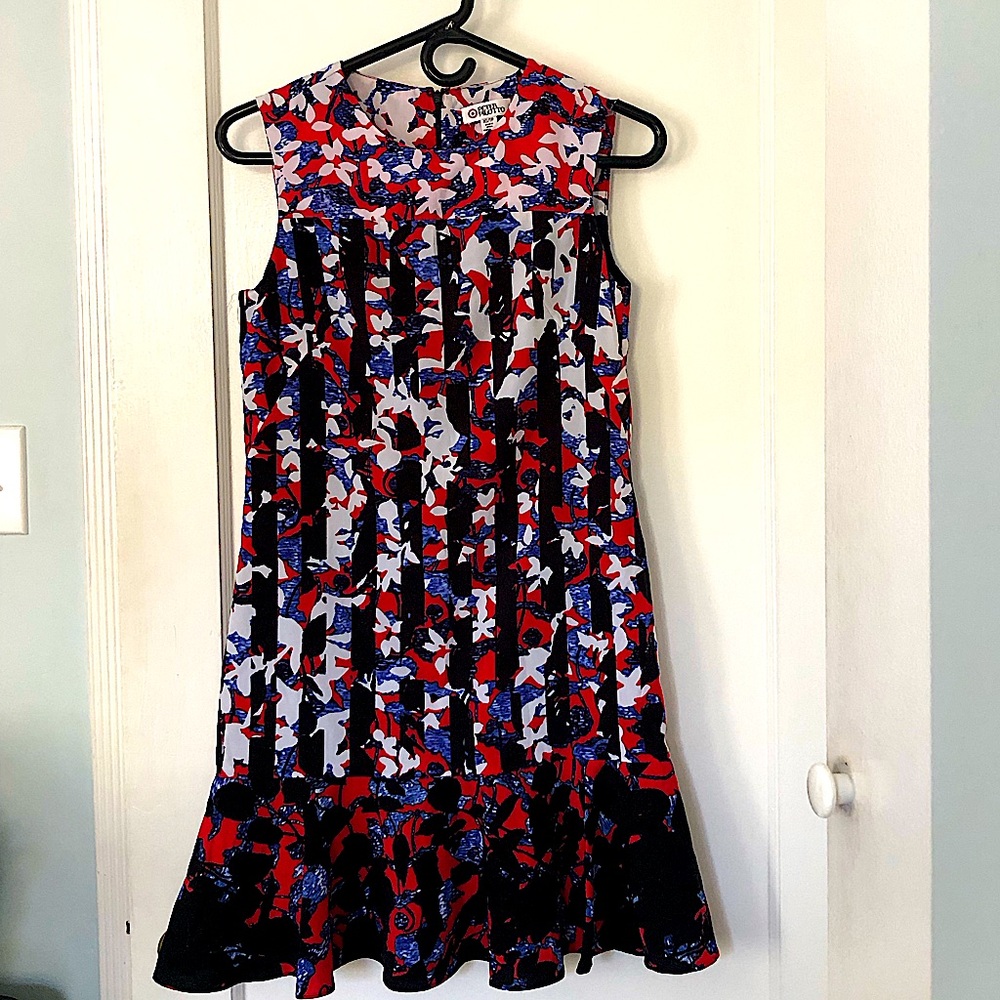 Peter Pilotto for Target Floral Abstract Print Crepe Shift Dress XS Sleeveless